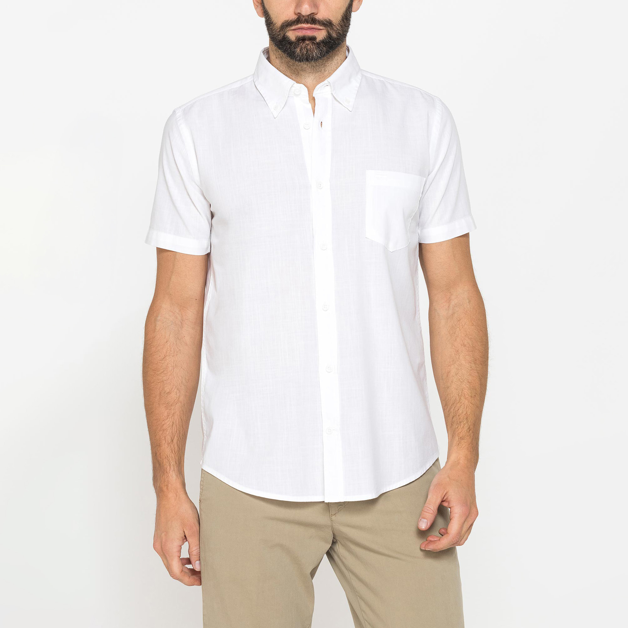 CAMICIA IN COTONE FIAMMATO EFFETTO LINO