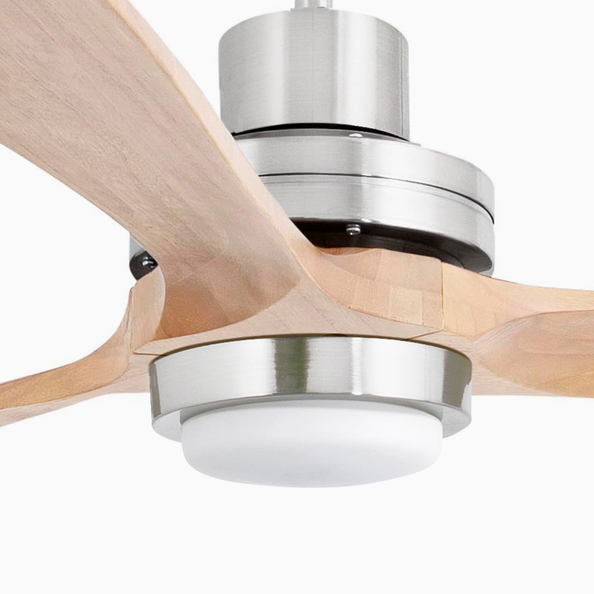 LANTAU XL LED Ventilatore a soffitto nichel opaco/pino