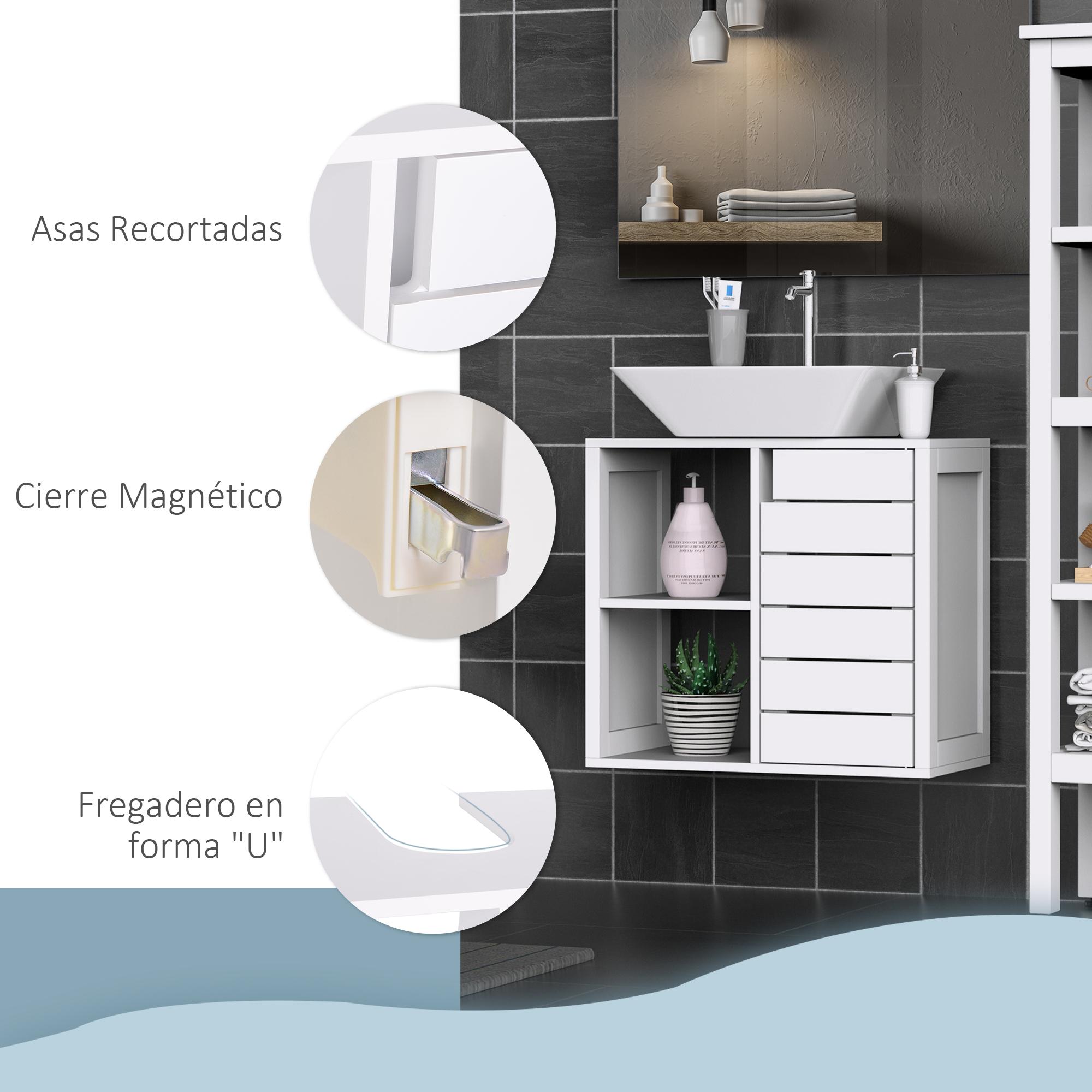 Armario Bajo para Lavabo con Armario 60x30x54cm Blanco