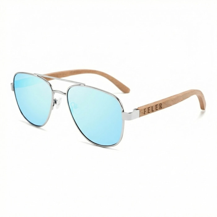 Gafas de Sol Feler 1717M-4 Polarizadas de Madera Unisex 57 mm