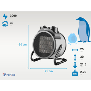 Calefactor Industrial en gris HOTI F3000 IND PURLINE 3000 W