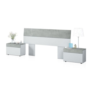 Cabecero con mesitas Axel Blanco Artik (Blanco Mate) - Gris Cemento