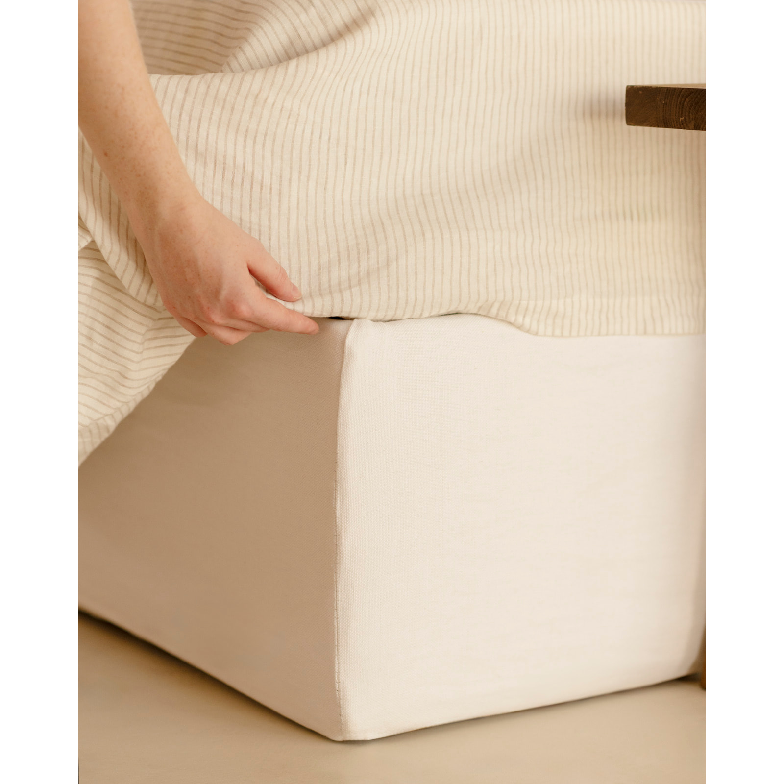 Cama con canapé desenfundable de lino blanco para colchón de varias medidas