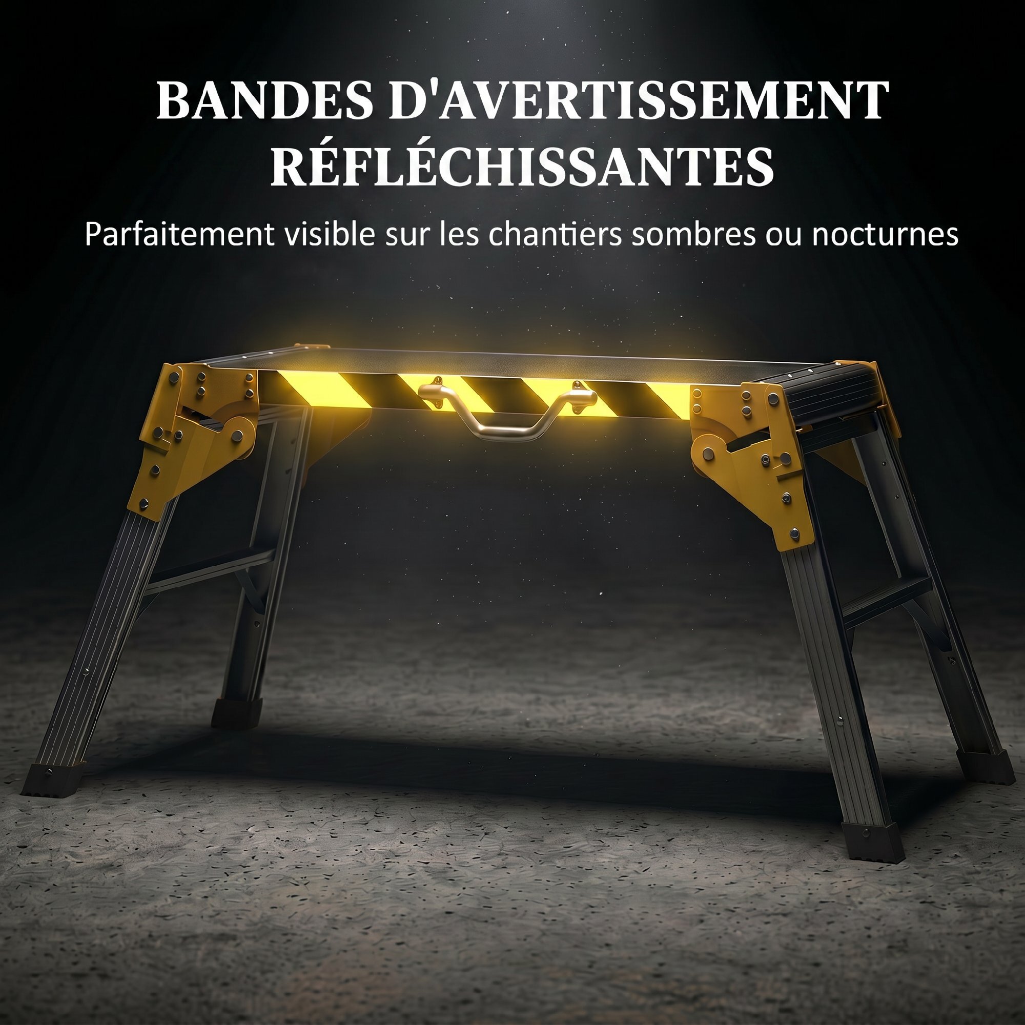 Plateforme de travail pliable - banc de plaquiste - max. 150Kg - 110 x 32 x 50 cm - alu