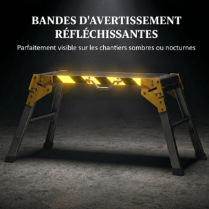 Plateforme de travail pliable - banc de plaquiste - max. 150Kg - 110 x 32 x 50 cm - alu