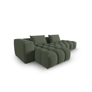 Canapé d'angle gauche modulable "Lorella" 4 places en tissu structurel vert olive foncé