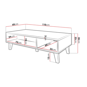 Lord - table basse - effet bois et noir - 110 cm - style industriel - Bois / Gris