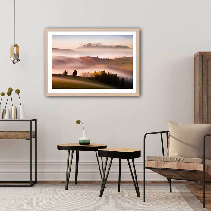 Affiche Automne serein et silence Affiche + cadre en bois - Chêne