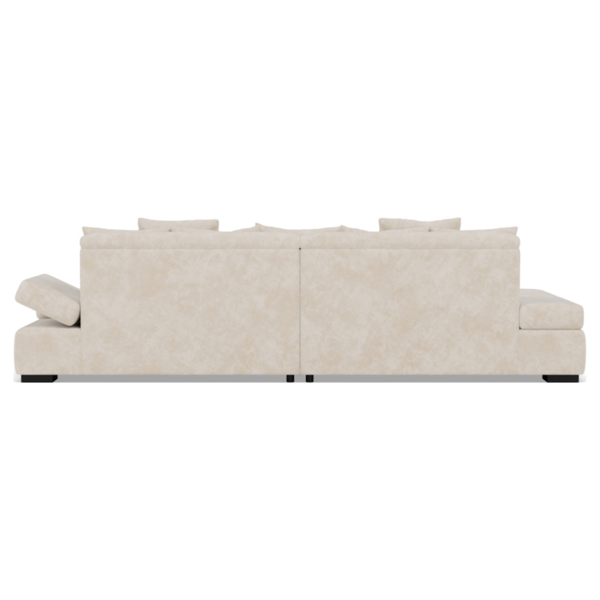 Vermont - canapé droit 4 places avec double méridienne - assise profonde - en velours texturé - Beige