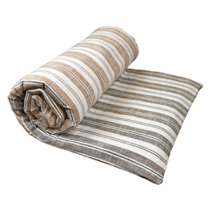 Édredon 100% coton rayures tapissier deux faces LOURMARIN - Jaune Ocre