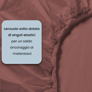 COMPLETO LETTO WATER WASHED, 100% Microfibra, No Stiro - ROSSO CORALLO