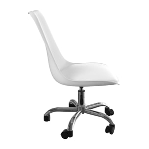 Chaise de bureau blanche sur roulettes - Skandi