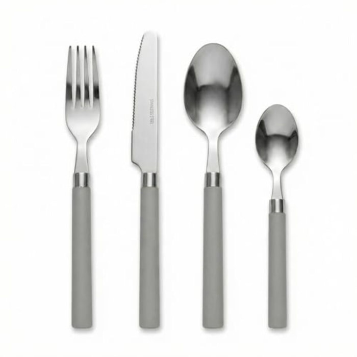 Set 24 Posate in Acciaio Inox 18/10, lavabile in lavastoviglie, design materico, Intrecci