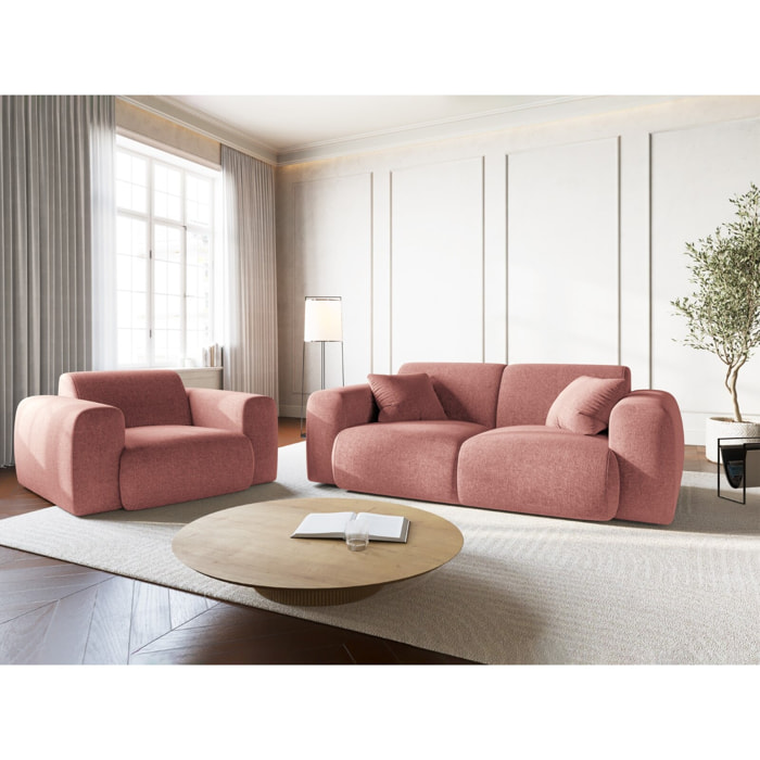 Fauteuil "Nolio" 2 places en chenille rose