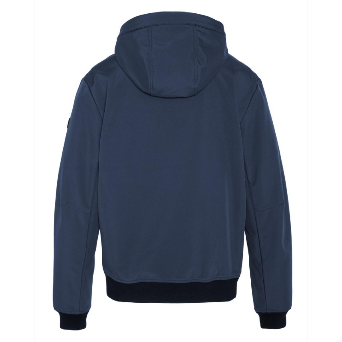 KALE HOODED SHORT JACKET IN BONDED SOFT SHELL 94% POLYESTER 6% ELASTHANE / 100% POLYESTER Blu