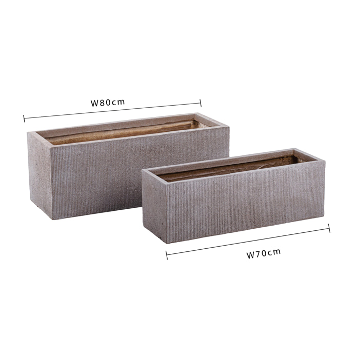 Serie Da 2 Fioriere Rett.80X30 Cm - Pezzi 1 - 80X30X30cm - Colore: Grigio - Bianchi Dino - Vasi In Resina E Cemento