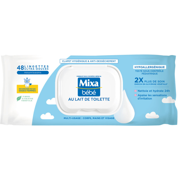 Lot de 18 - Mixa Bébé Lingettes Au Lait De Toilettes Mixa x48