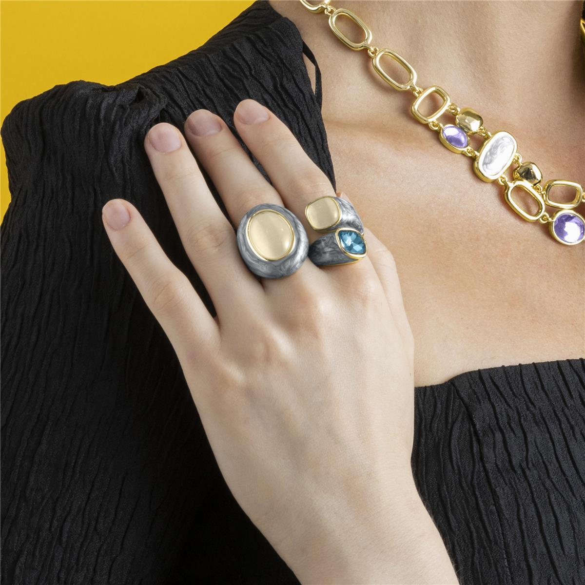 Anillo con Ojo de Gato acabado oro 18k