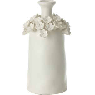 J-Line Vase Yucca Fleur Ceramique Blanc Medium