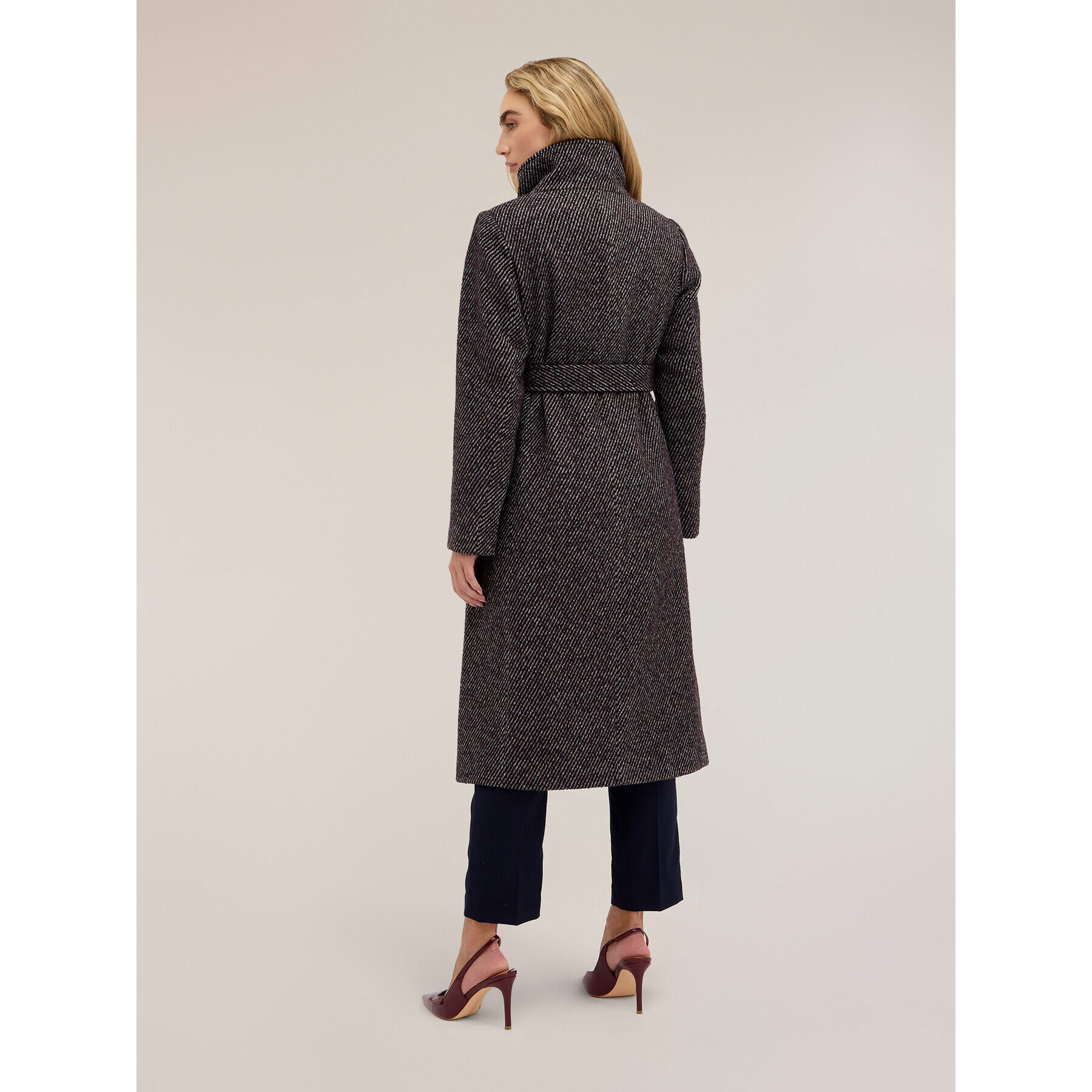 Motivi - Cappotto cinturato con collo alto - Grigio