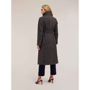 Motivi - Cappotto cinturato con collo alto - Grigio