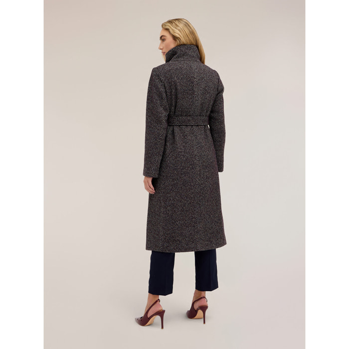Motivi - Cappotto cinturato con collo alto - Grigio