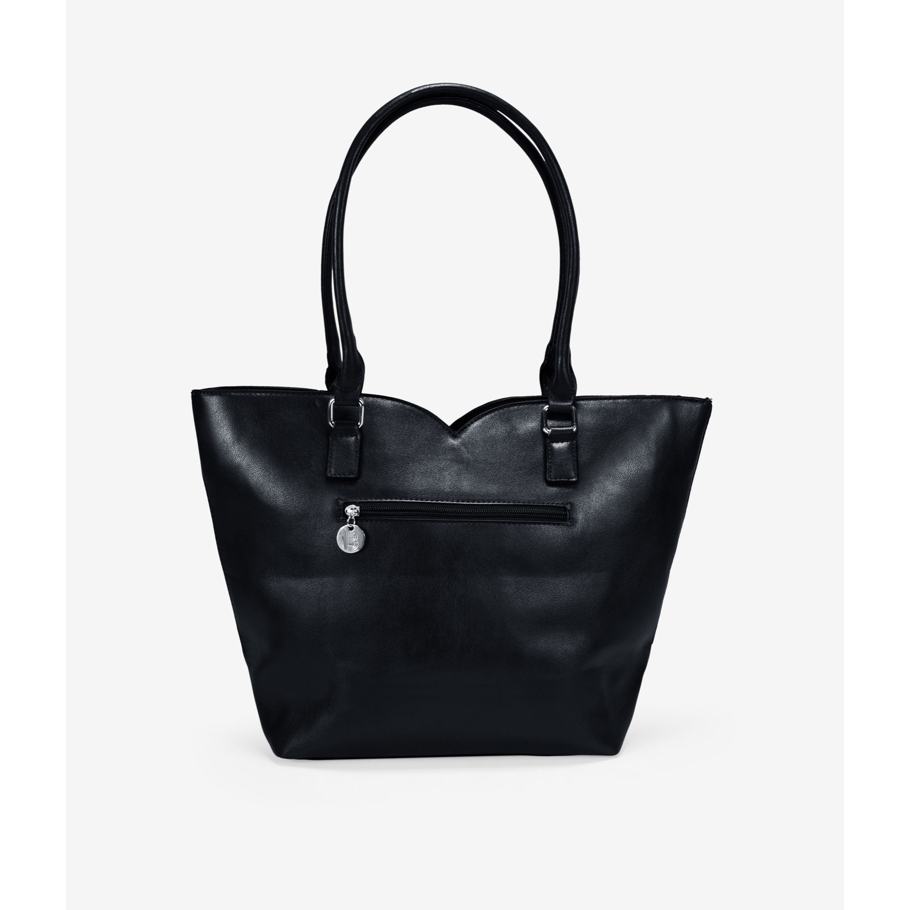 Bolso de hombro negro con efecto cocodrilo