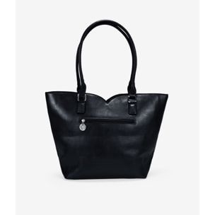 Bolso de hombro negro con efecto cocodrilo