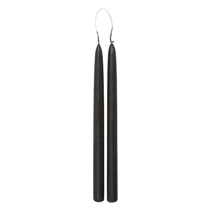 Lot de 2 bougies bâtons "Hugo" en coton H30cm noir