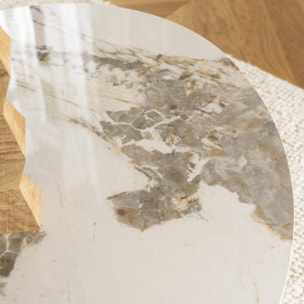 UGO - Table basse 110x80cm plateau céramique pieds bois clair UGO (2 COLIS)