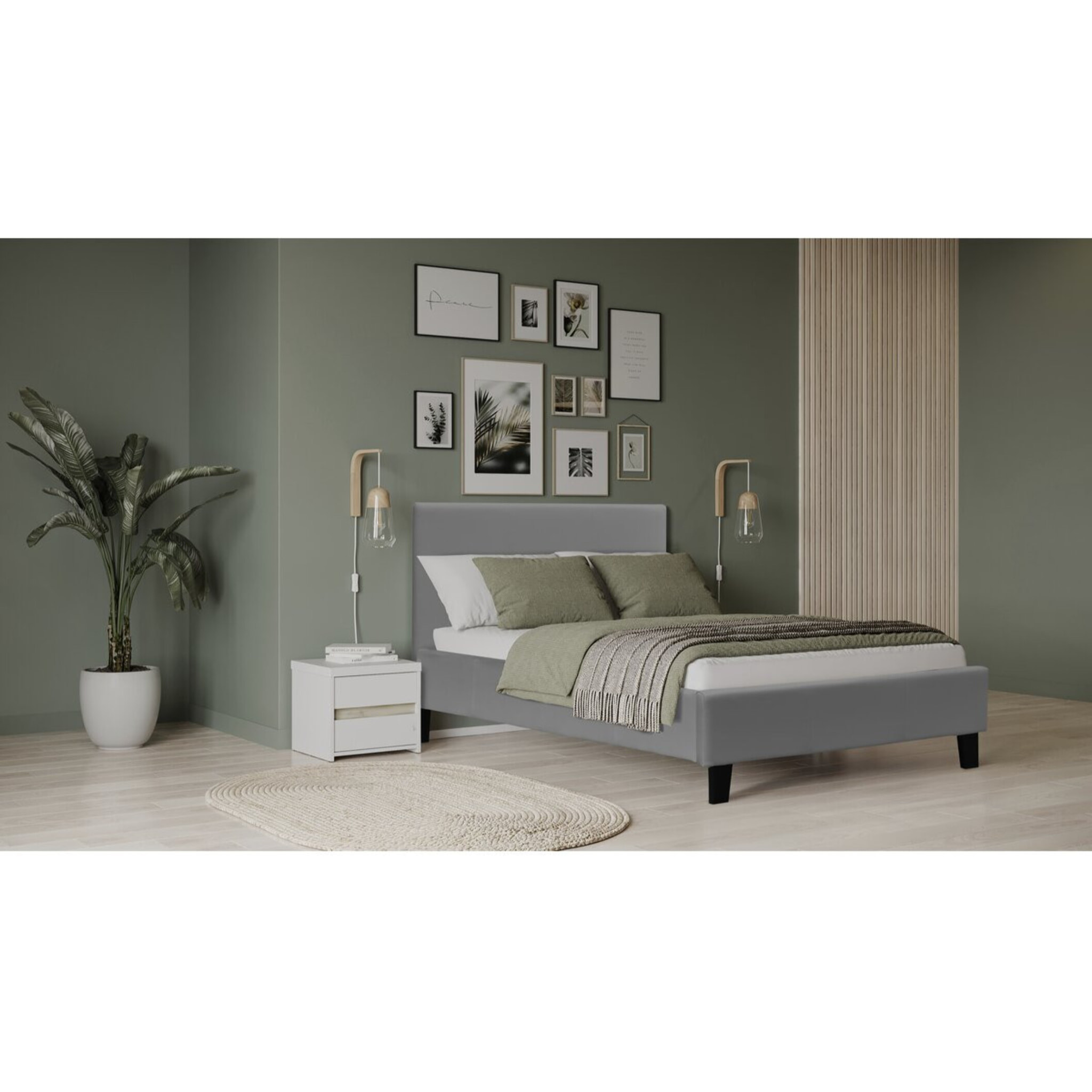 Lit "Lina" - 90 x 190 cm - Gris clair