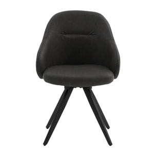 Set di 2 sedie girevoli COVENT in similpelle antracite e gambe in metallo nero, con braccioli