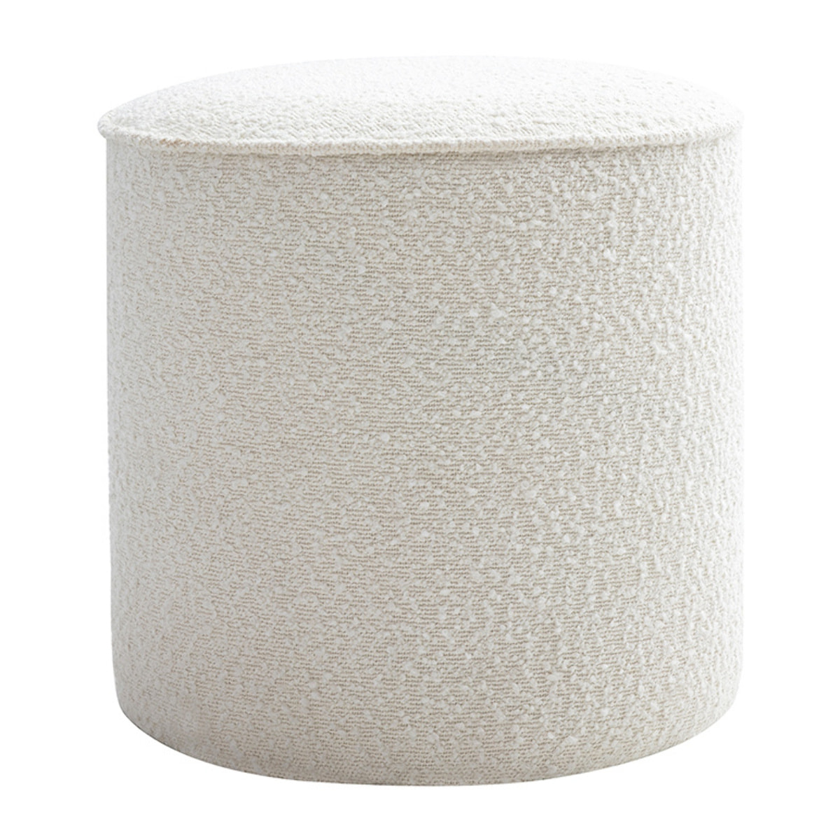 Pouf rond en tissu effet laine bouclée blanc D40 cm PAUL