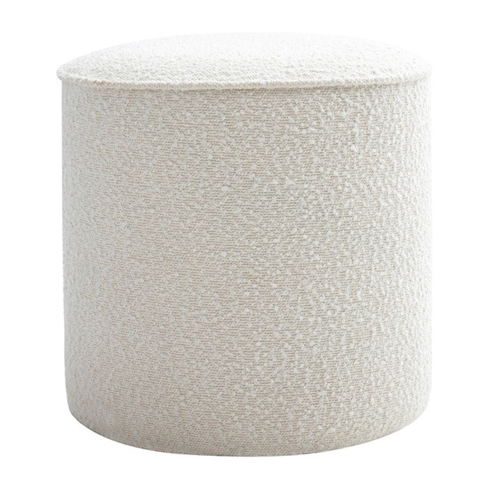 Pouf rond en tissu effet laine bouclée blanc D40 cm PAUL