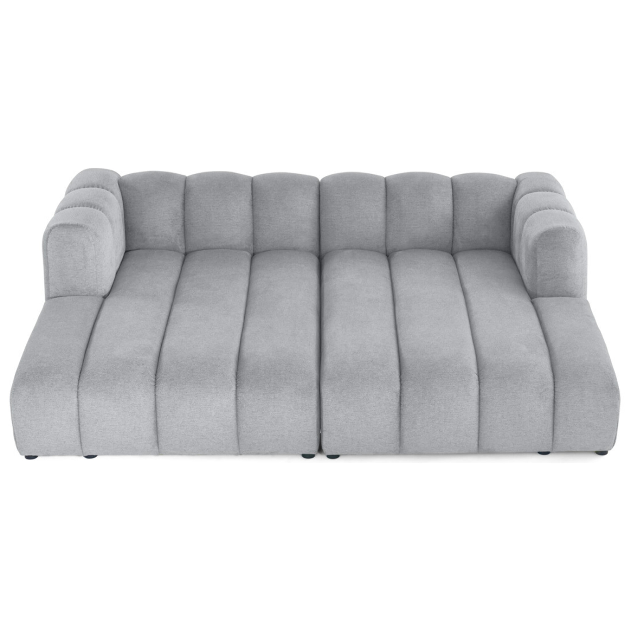 Debbie - canapé modulable droit 3 places avec double méridienne - assise profonde - en tissu texturé - Gris