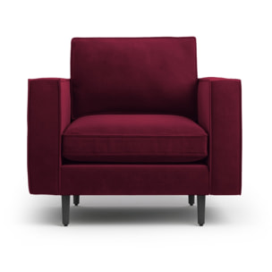 Fauteuil "Alexis" en velours rouge foncé