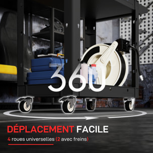 Servante chariot à outils 2 niveaux plateaux séparateurs poignée max. 227 Kg plastique noir