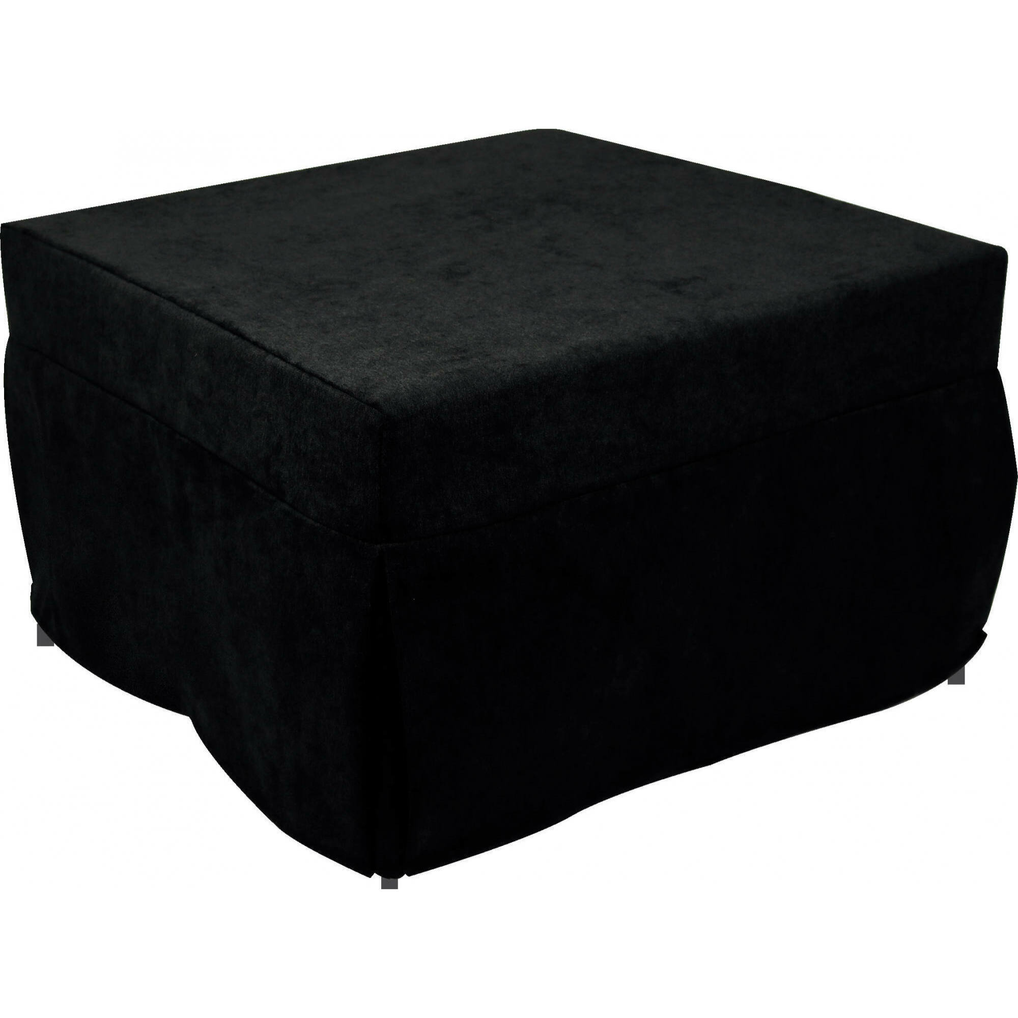 Puof trasformabile in letto singolo, Made in Italy, Letto pieghevole, Pouf in tessuto sfoderabile salvaspazio da soggiorno, cm 78x78/195h45, Nero