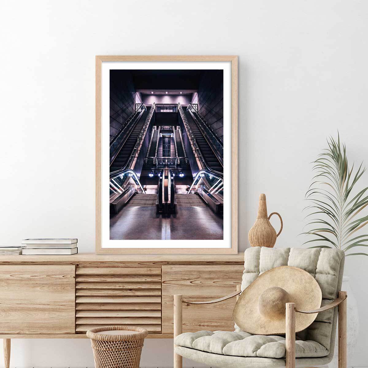 Affiche paris les halles il est 5 heures.. Affiche + cadre en bois - Chêne