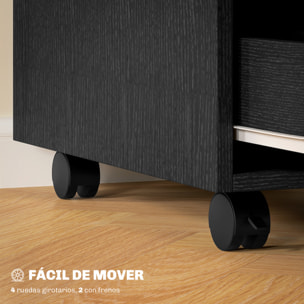 Cajonera de Oficina con Ruedas Mueble Archivador con 3 Cajones Cajonera para Escritorio Estudio 40x50x57,5 cm Negro