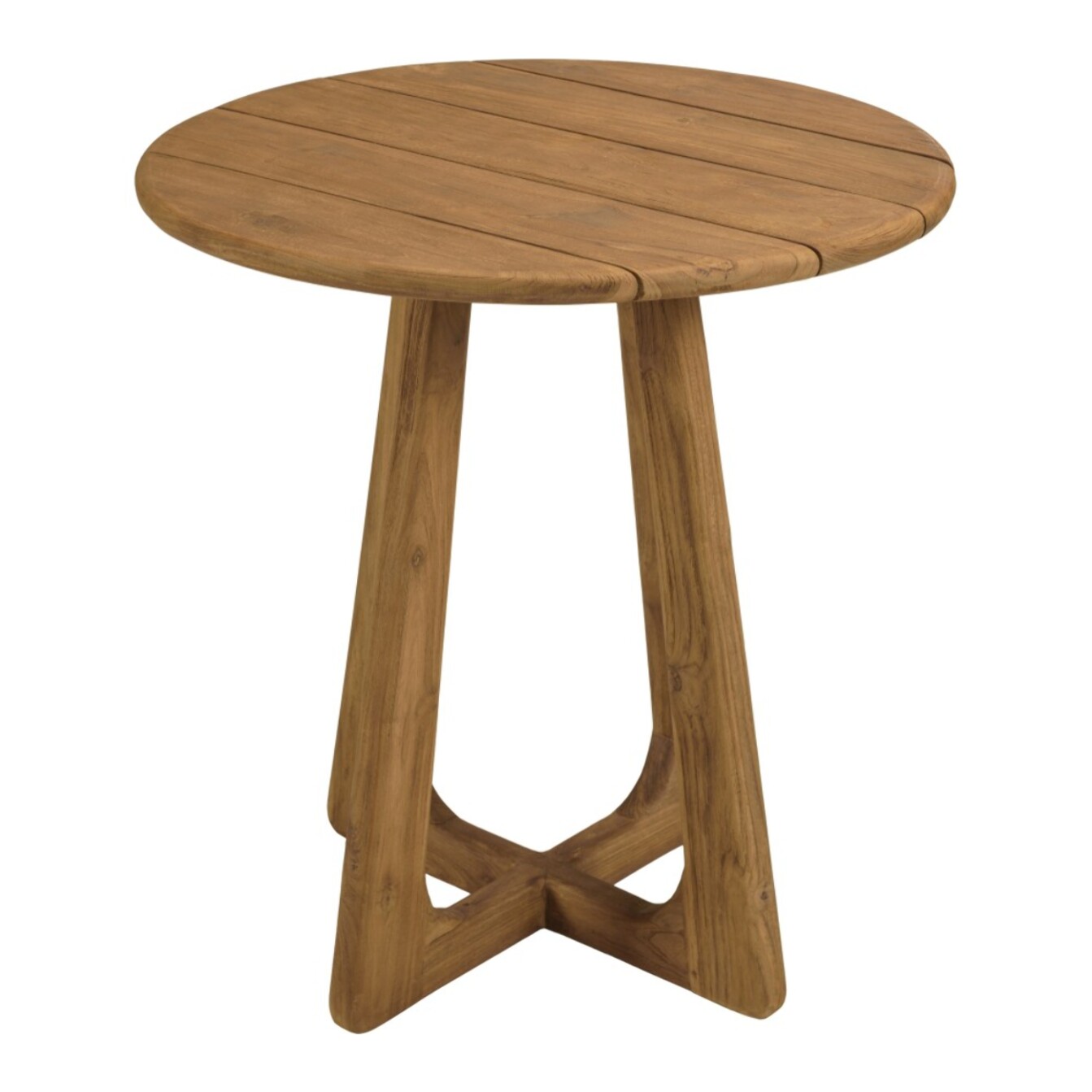 COLINE - Table à manger de jardin ronde en bois de teck recyclé D70cm (2 COLIS)