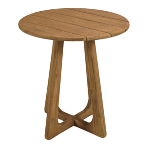 COLINE - Table à manger de jardin ronde en bois de teck recyclé D70cm (2 COLIS)