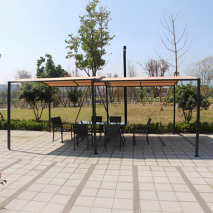Pergola coulissante extensible et carport 9m² jusqu'à 16m² gris et beige