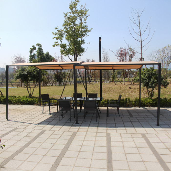 Pergola coulissante extensible et carport 9m² jusqu'à 16m² gris et beige