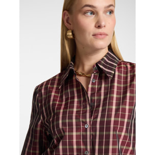 Elena Mirò - Camicia in taffetas check - Bordeaux