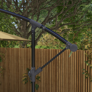 Parasol Excéntrico 294x193 cm Sombrilla de Jardín con Base Cruzada y Manivela Impermeable Protección UV Sombrilla para Terraza Patio Marrón
