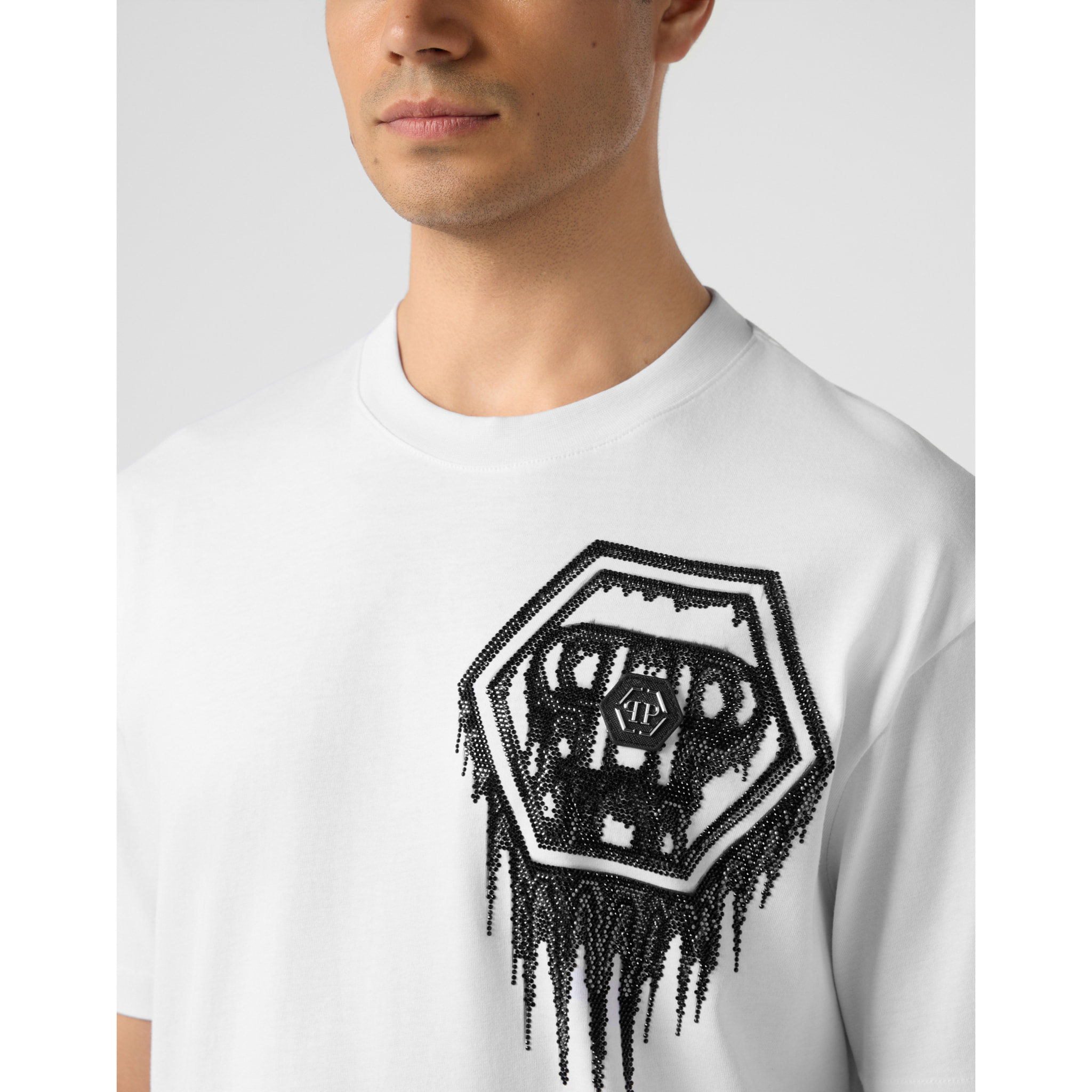 PHILIPP PLEIN Camiseta de cuello redondo y manga corta HEXAGON