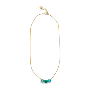 Collar de Cristal Azul acabado en oro amarillo de 18k