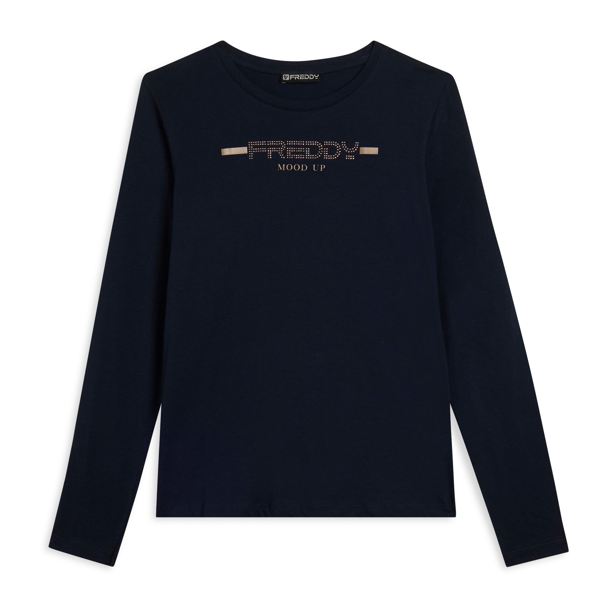 T-shirt da donna a manica lunga con fondo stondato