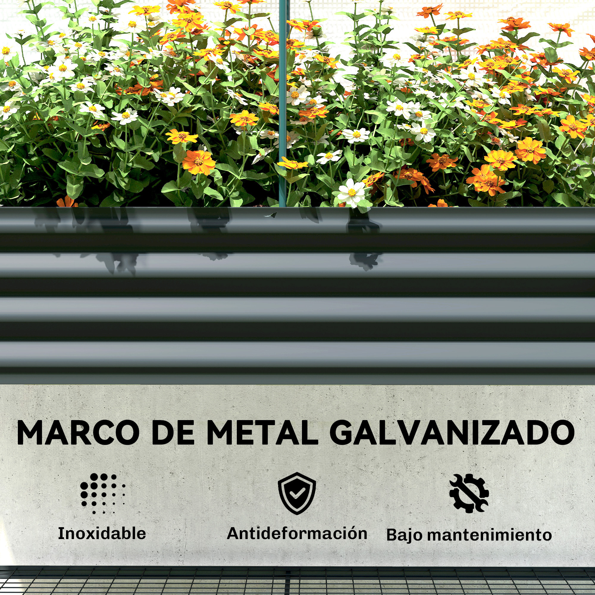 Huerto Urbano Elevado con Cubierta de Invernadero de 140 g/m² PE, Mesa de Cultivo de Metal Galvanizado con Estante Inferior y Forro para Cultivo, Plantas y Flores, 120x55x140 cm, Gris Oscuro